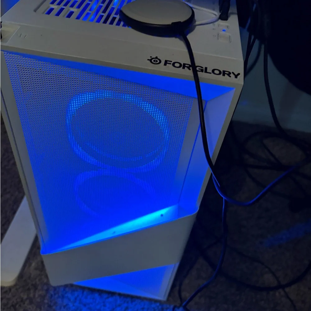 ForGlory White Gaming PC Case with Blue LED